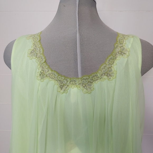 Nos vintage 60's lime green babydoll chemise M - Picture 6 of 12